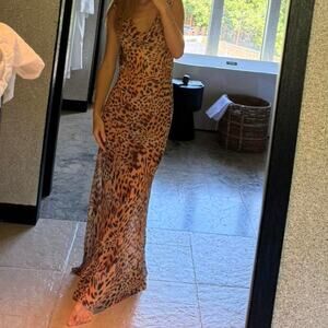 Leopard print maxi dress with open back